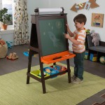 Tabla ajustabila Art Novelty multifunctionala de scris si pictat cu stocare - Sevalet pictura 3 in 1 Espresso Easel Kidkraft